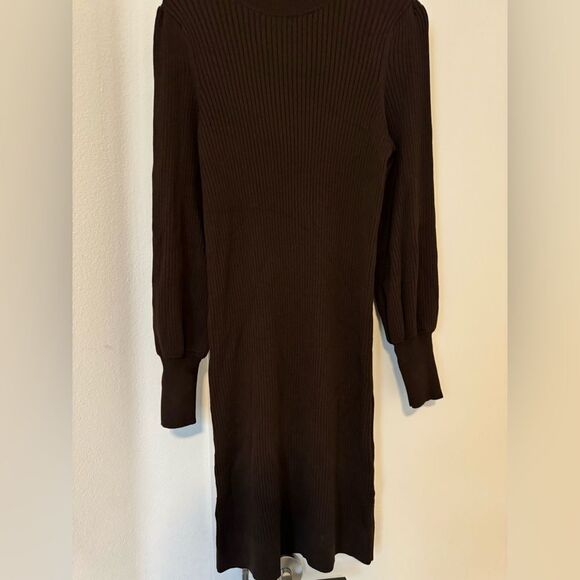 Banana Republic Puff-Sleeve Ribbed Sweater dress in Deep Brown. $119 **NEW** - Picture 2 of 7